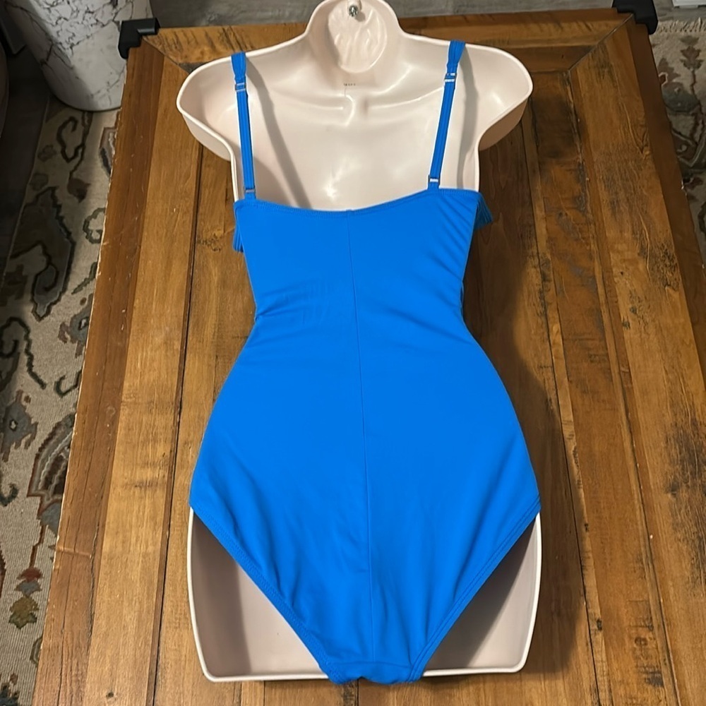 L Blanca Island Goddess Over The Shoulder Rouched Front Bandeau swim suit - Picture 2 of 7